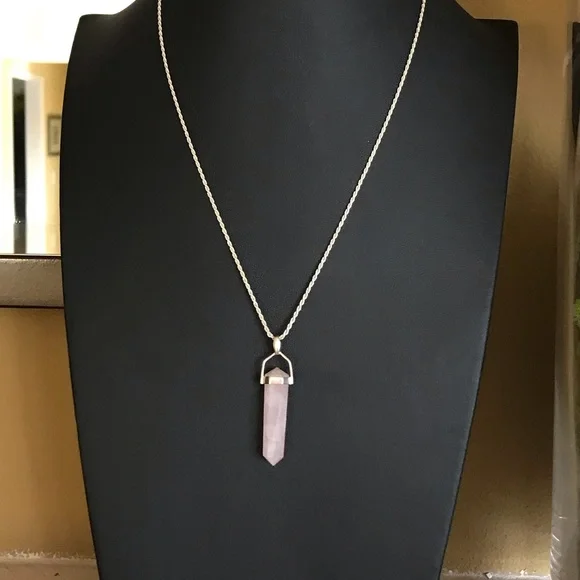 Sterling Rose Quartz necklace - Picture 1 of 11